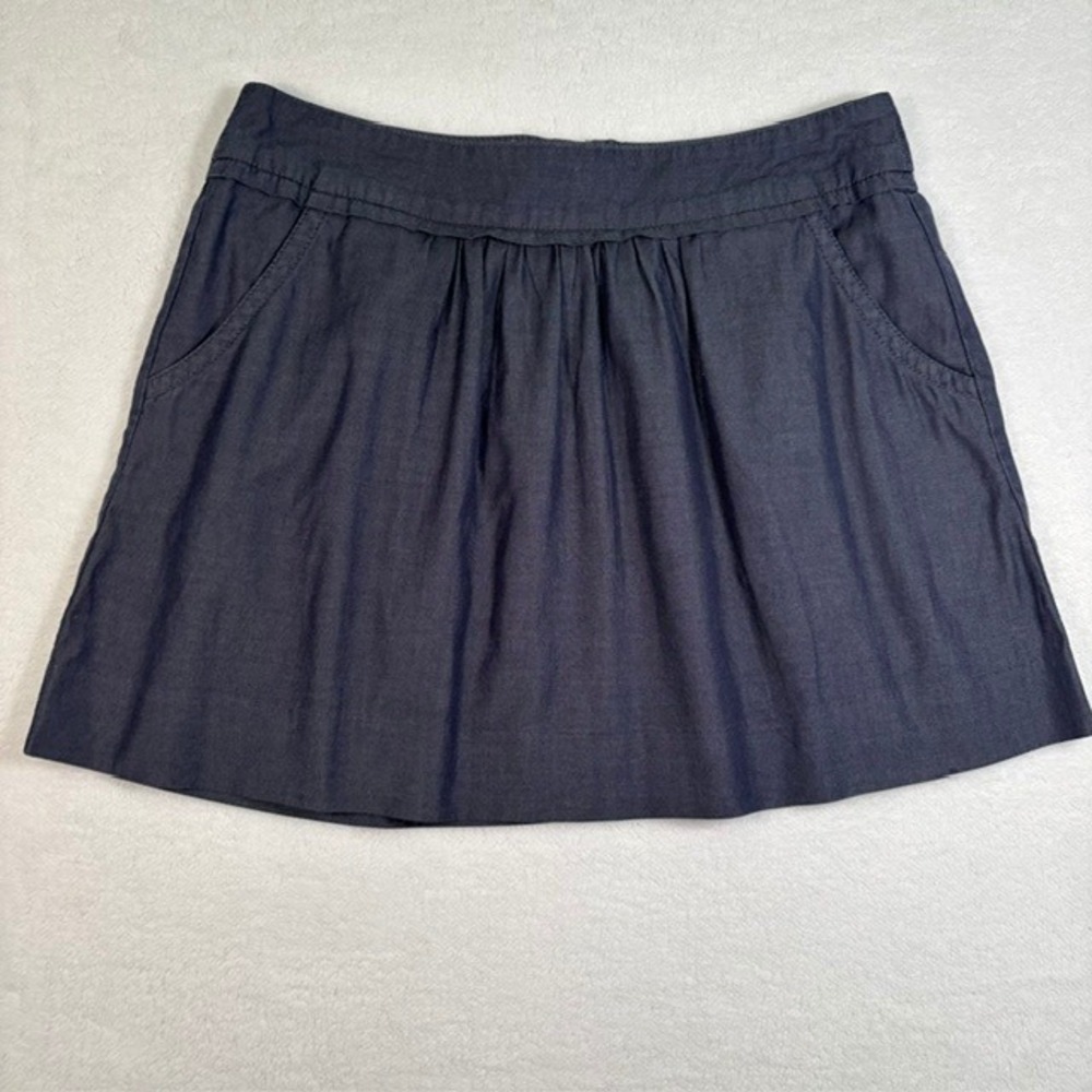 J.Crew Skirt Womens 6 Navy Blue Excellent Pleated Cotton Mini Skirt Pockets